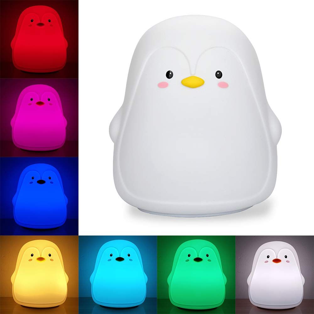 Penguin Night Light,Rechargeable Silicone Night Light for Kids, Multicolor view 4