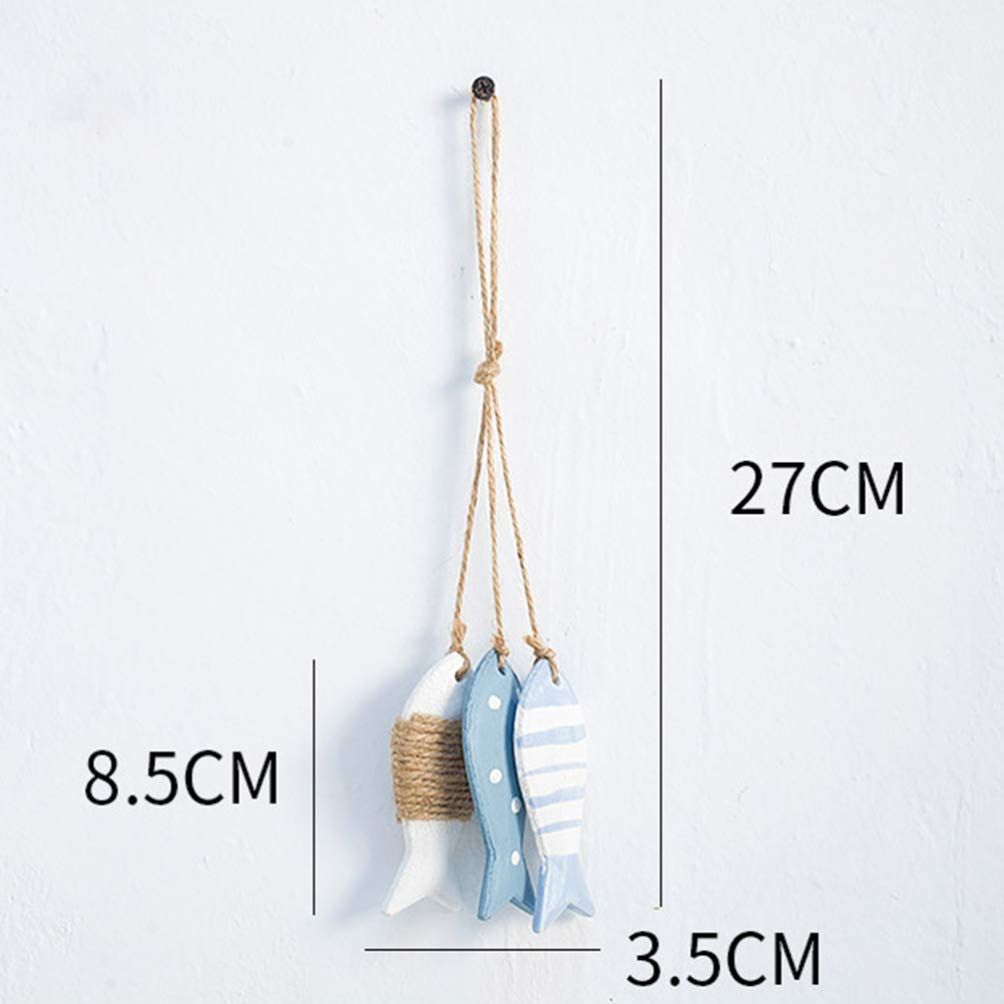Nautical Wooden Fish Wall Hanging Ornaments Wood Fish Decoration Ocean Fish view 5