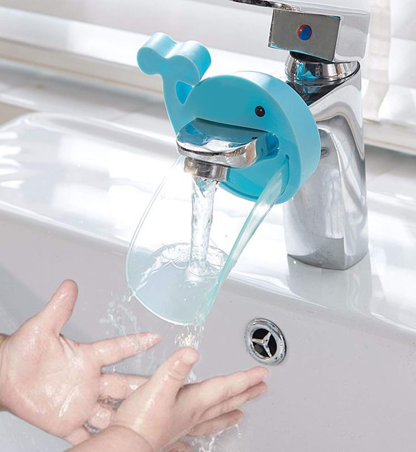 2 PCS Faucet Extender, Blue and Pink Faucet Extension with Cartoon Crab Faucet view 4