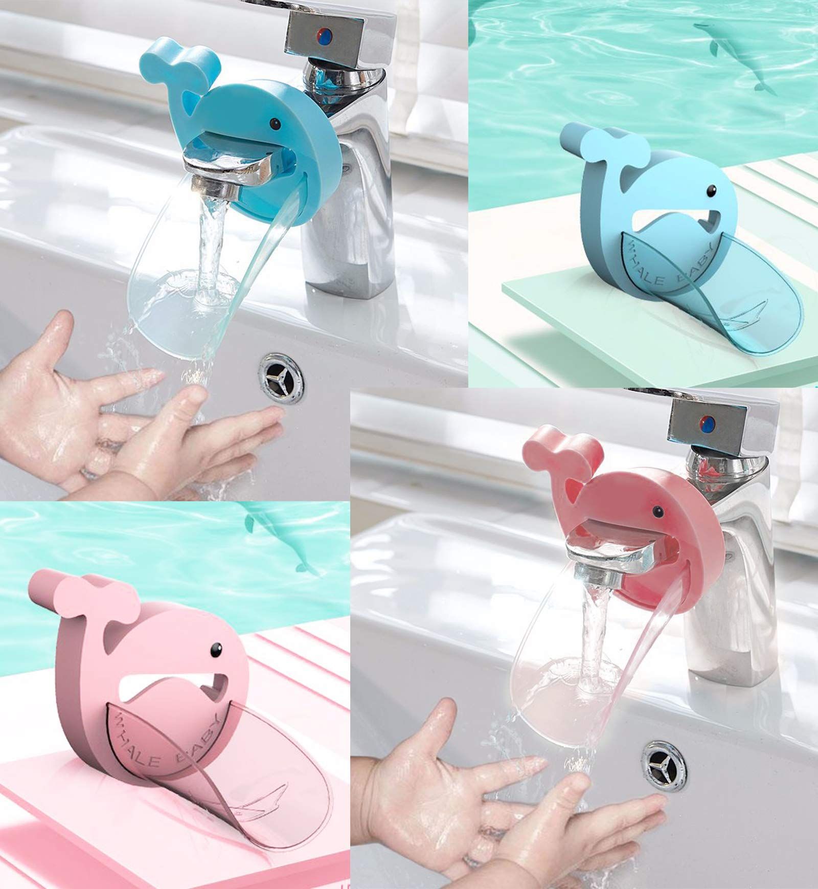 2 PCS Faucet Extender, Blue and Pink Faucet Extension with Cartoon Crab Faucet view 5