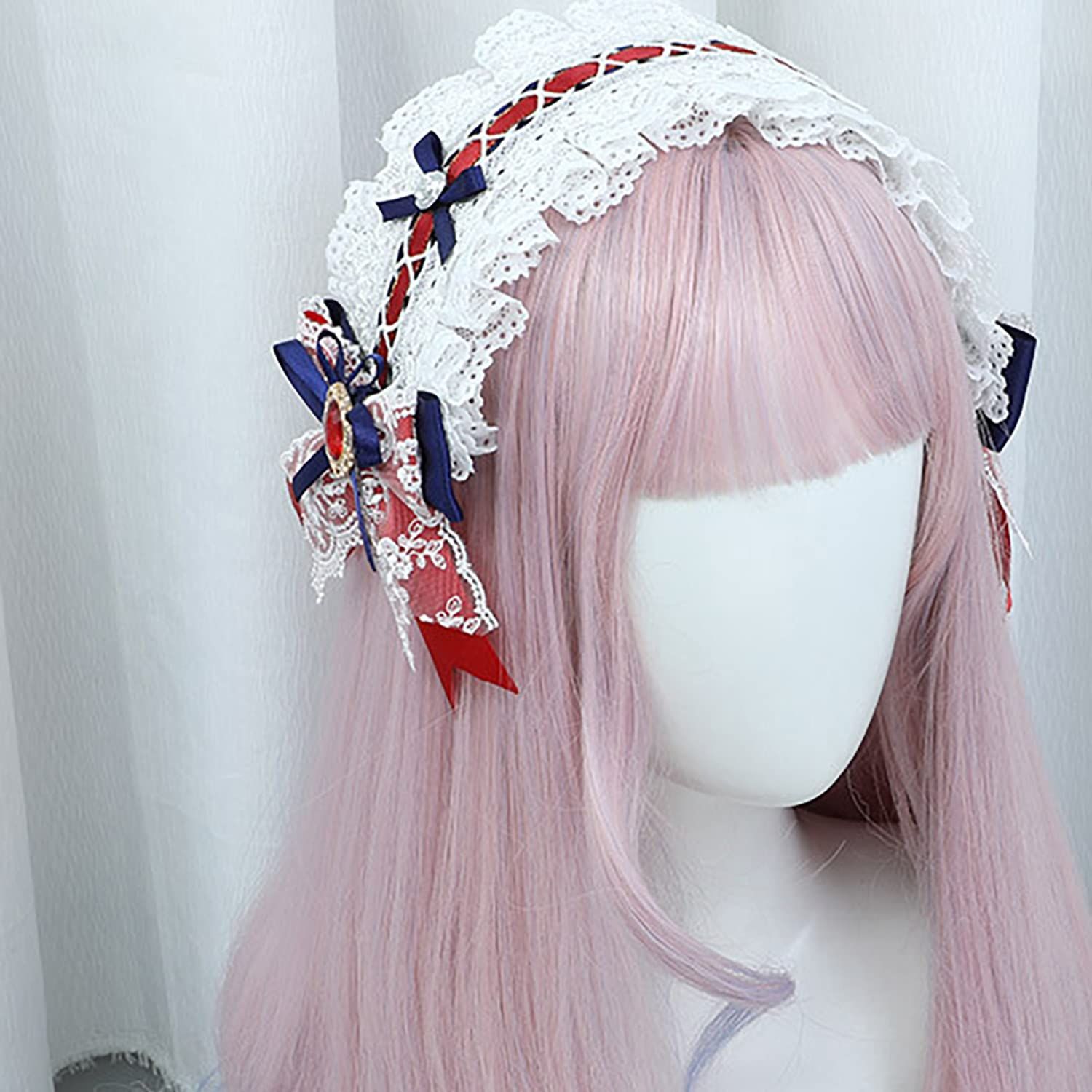 Women Cosplay Bowknot Decor Hair pin Headband Bow Lace Hairband French Maid view 5