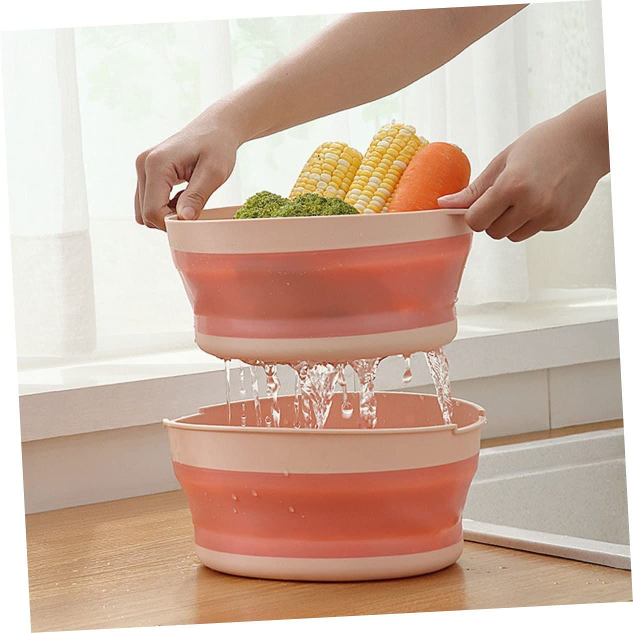2pcs Storage Basket Silicone Colander Silicone Strainer Over Sink Colander view 5