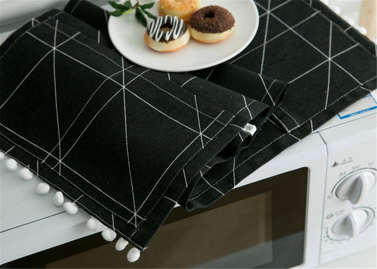 Cotton Linen Microwave Oven Cover Dust Oil Proof Cloth with Storage Pockets view 5