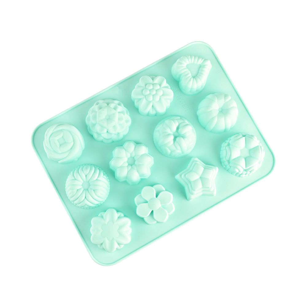 12 Different Flowers And Grass Shaped Silicone Moon Cake Molds Handmade Soap view 2