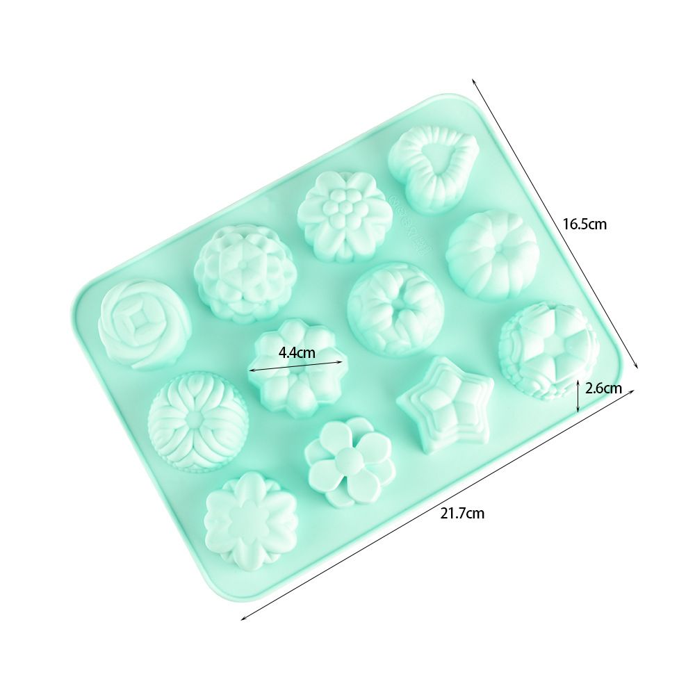 12 Different Flowers And Grass Shaped Silicone Moon Cake Molds Handmade Soap view 5