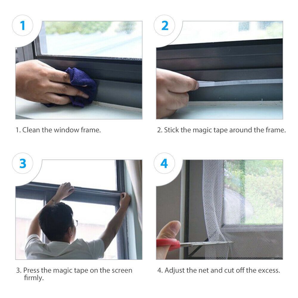 200X150cm Magnetic Window Screen DIY Screen Window with Tape Anti-Insect Bug view 4