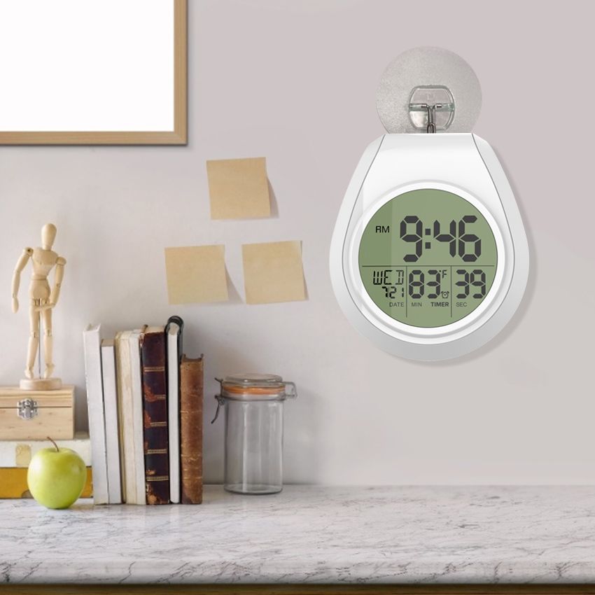 Digital Bathroom Clock Shower Wall Clock with Timer Waterproof Kitchen Shower view 2