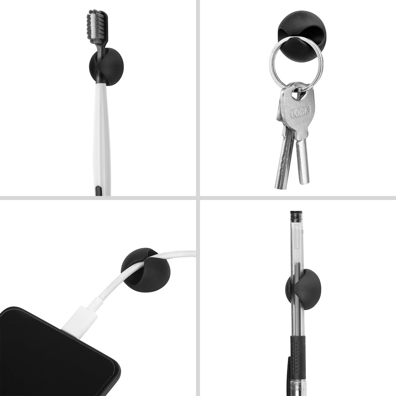 Cord Holder Cable Clips - 12 PCS Black Cable Cord Organizer view 5