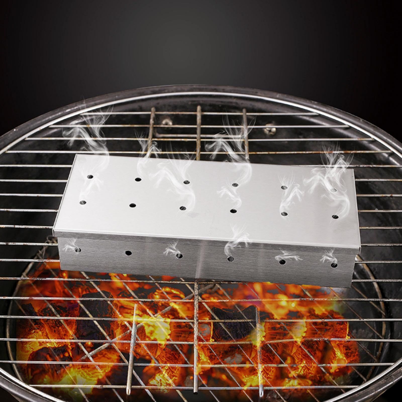 Large Capacity Stainless Steel Smoker Box for BBQ Grills Wood Chip Smoking Box view 3