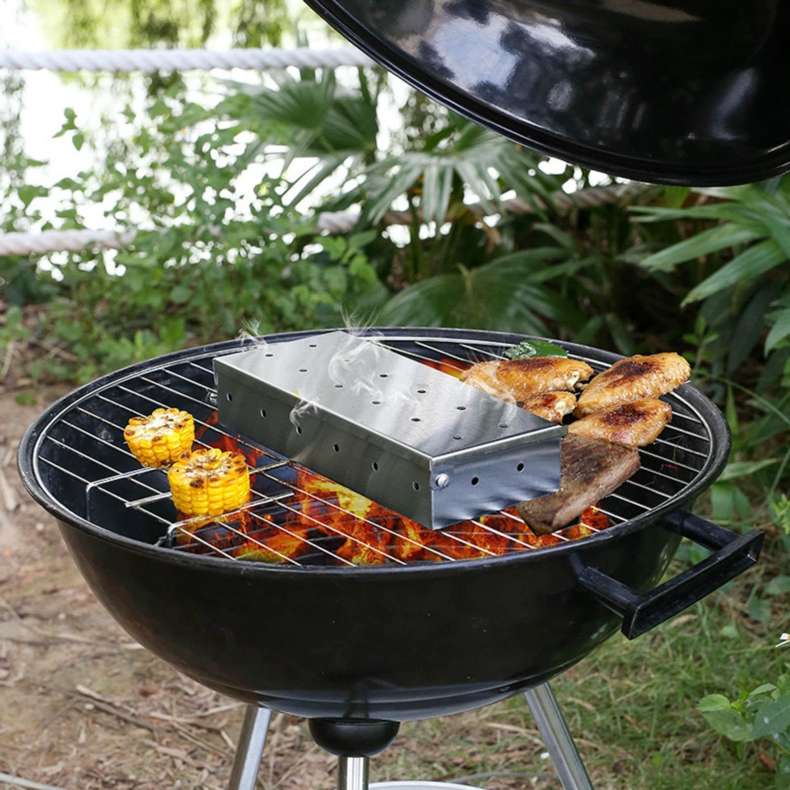Large Capacity Stainless Steel Smoker Box for BBQ Grills Wood Chip Smoking Box view 4