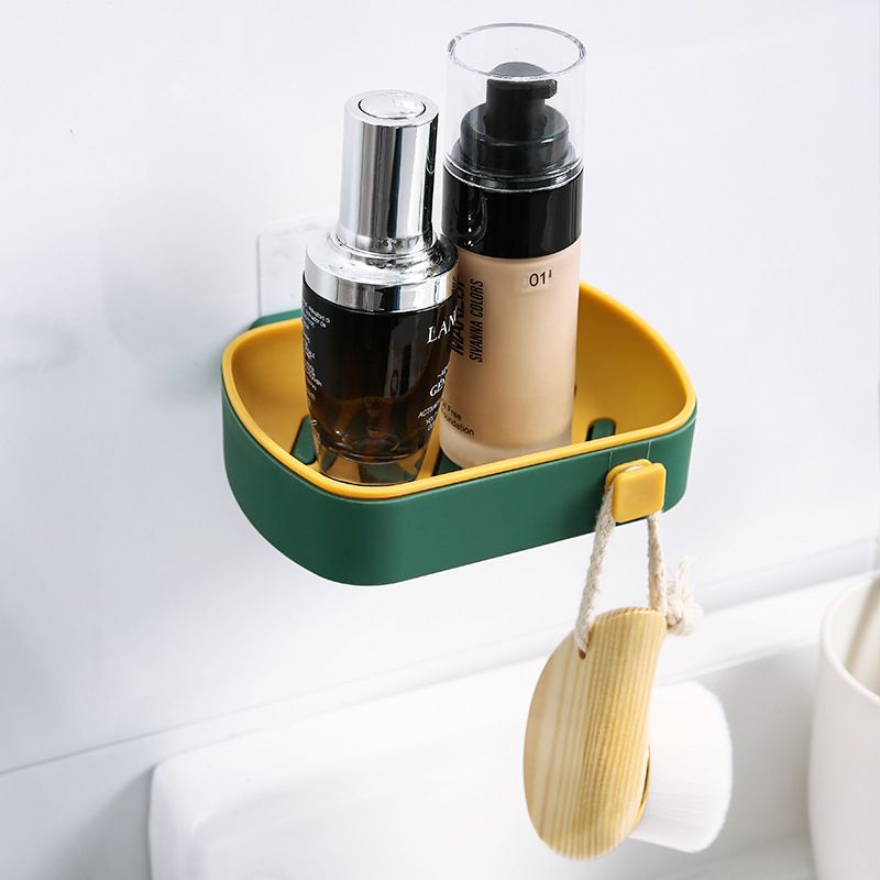 Soap Dish Holder with Hook Wall Mounted Double Drain Sponge Towel Holder for view 3