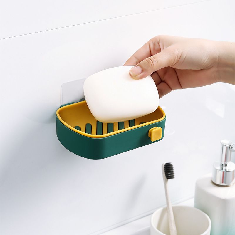 Soap Dish Holder with Hook Wall Mounted Double Drain Sponge Towel Holder for view 4