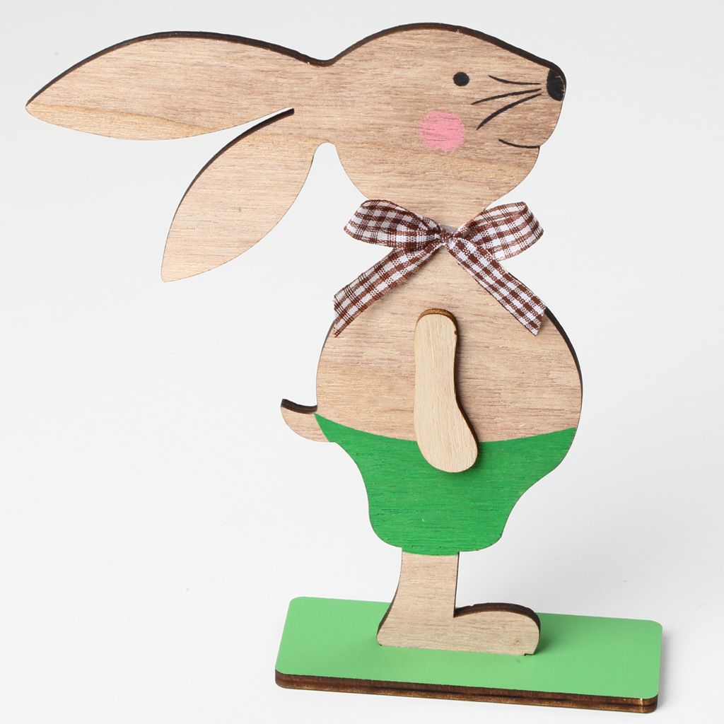 Easter Wooden Bunny Standing Tabletop Ornament Rabbit Sign Tabletop Ornament view 2