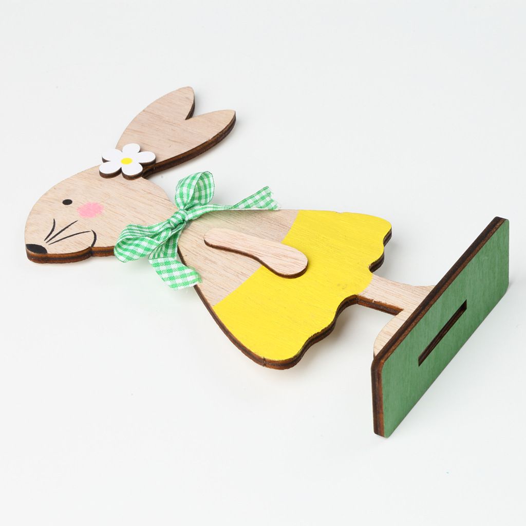 Easter Wooden Bunny Standing Tabletop Ornament Rabbit Sign Tabletop Ornament view 4