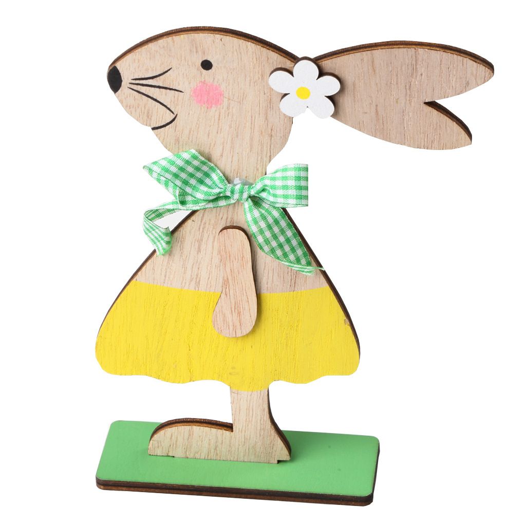 Easter Wooden Bunny Standing Tabletop Ornament Rabbit Sign Tabletop Ornament view 5