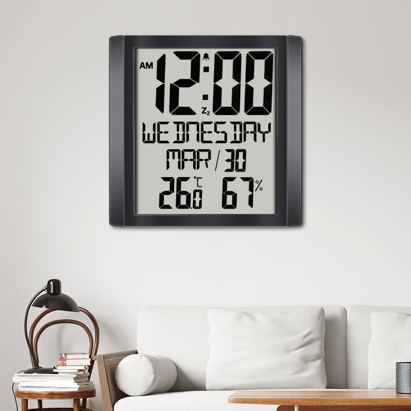 Digital Wall Clock Desk Clock with Temperature Humidity Date Week Large view 3