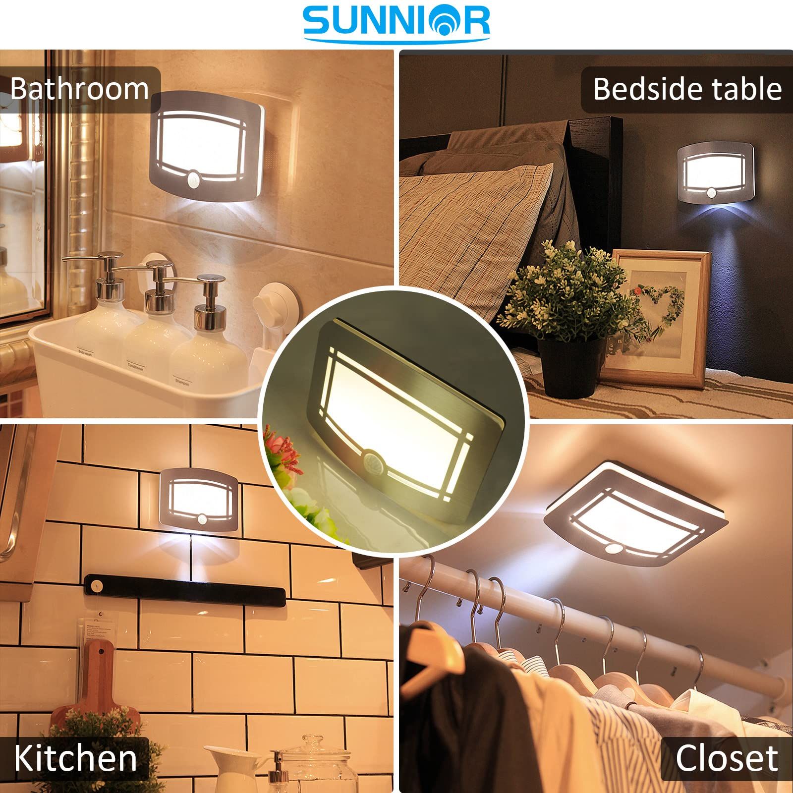 Motion Sensor Wall Lamps Battery Operated Wall Sconce Dimmable Wall Light One view 4