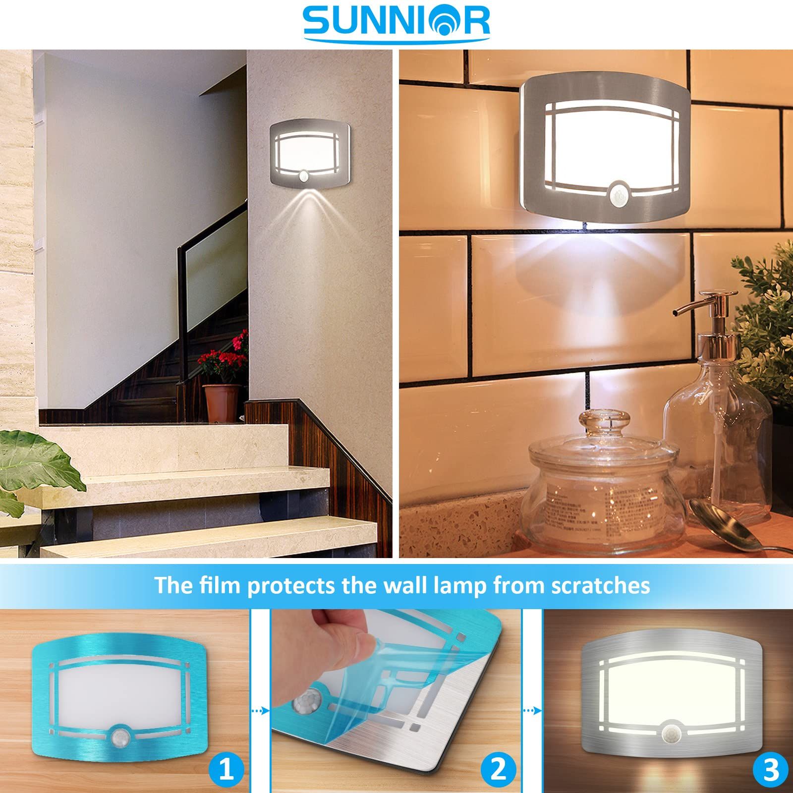 Motion Sensor Wall Lamps Battery Operated Wall Sconce Dimmable Wall Light One view 5