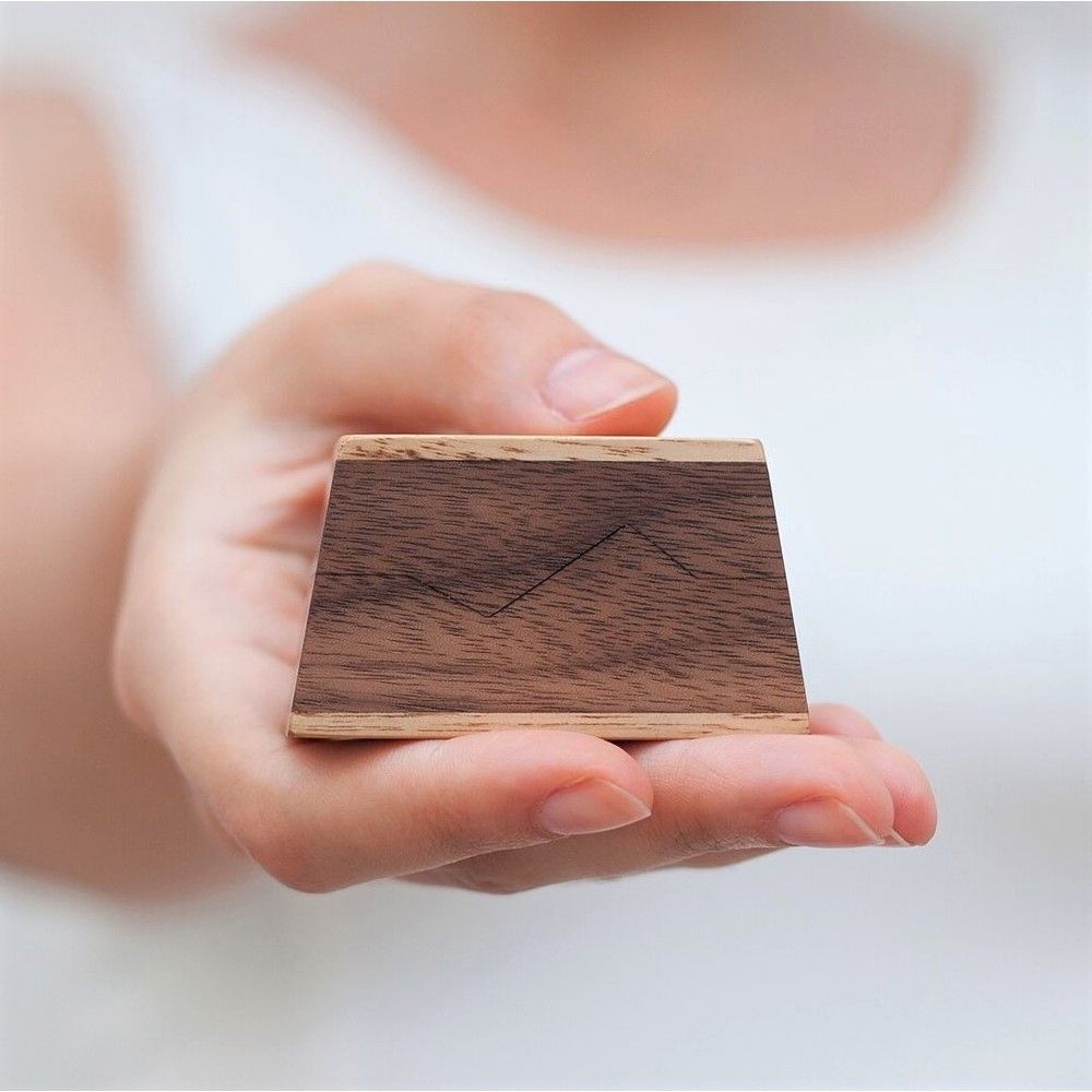 Wooden Ring Box The Mountain Portable Wood Ring Case Magnet Ring Box Engagement view 5