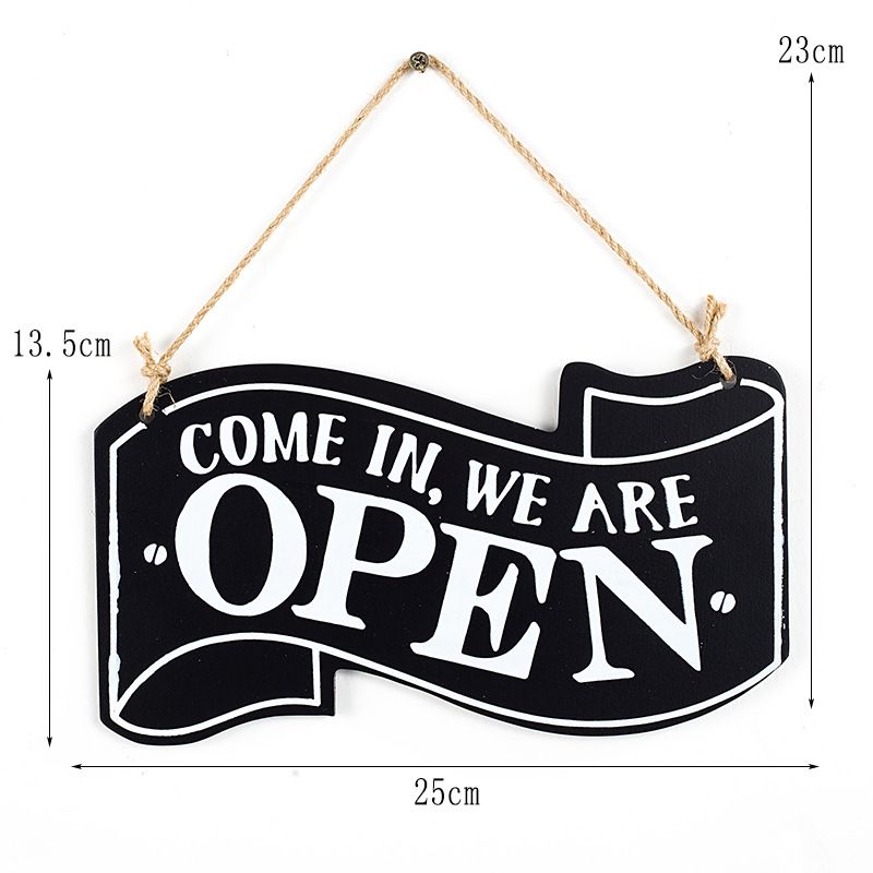 Open and Closed Sign for Business Door- Reversible Double Sided Decor Wood view 5