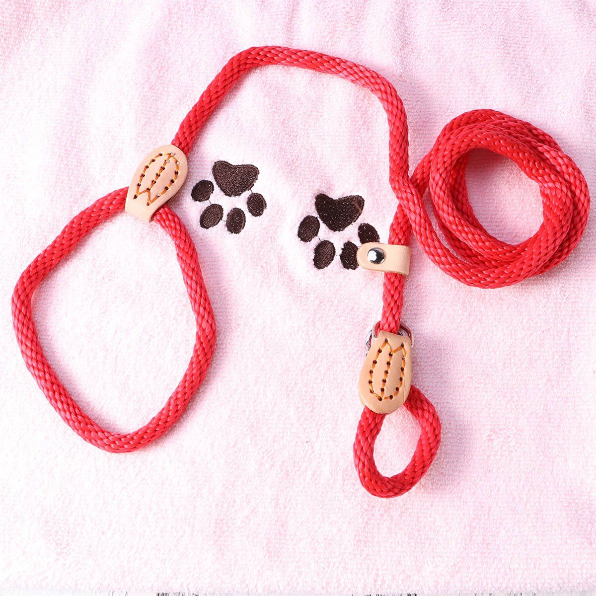 Nylon Dog Slip Training Leash Collar Rope for Pets Training (Red) Adjustable view 2