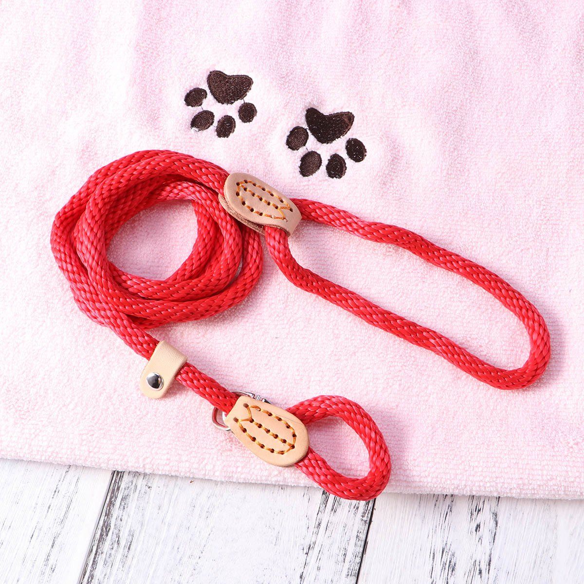 Nylon Dog Slip Training Leash Collar Rope for Pets Training (Red) Adjustable view 3