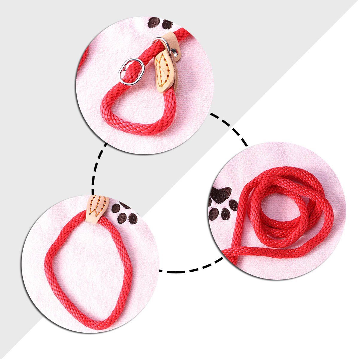 Nylon Dog Slip Training Leash Collar Rope for Pets Training (Red) Adjustable view 4