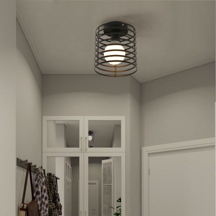 Ceiling Light Fixtures, Black Industrial Metal Cage Light Fixtures Ceiling view 3