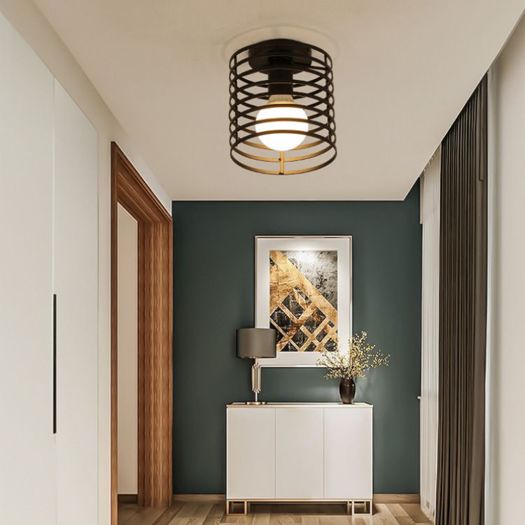 Ceiling Light Fixtures, Black Industrial Metal Cage Light Fixtures Ceiling view 5