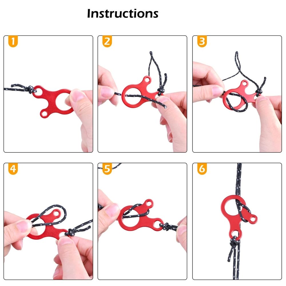 Guyline Cord Adjuster Rope Tensioner Tent Guy Line Paracord Tightener Loop view 4