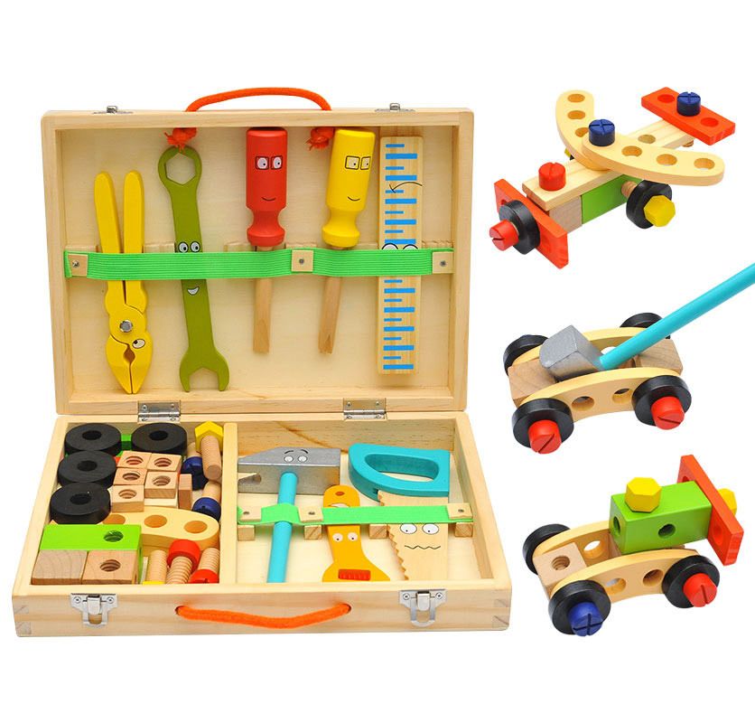Tool Kit for Kids, Wooden Toddler Tools Set Including Tool Box , Montessori view 2