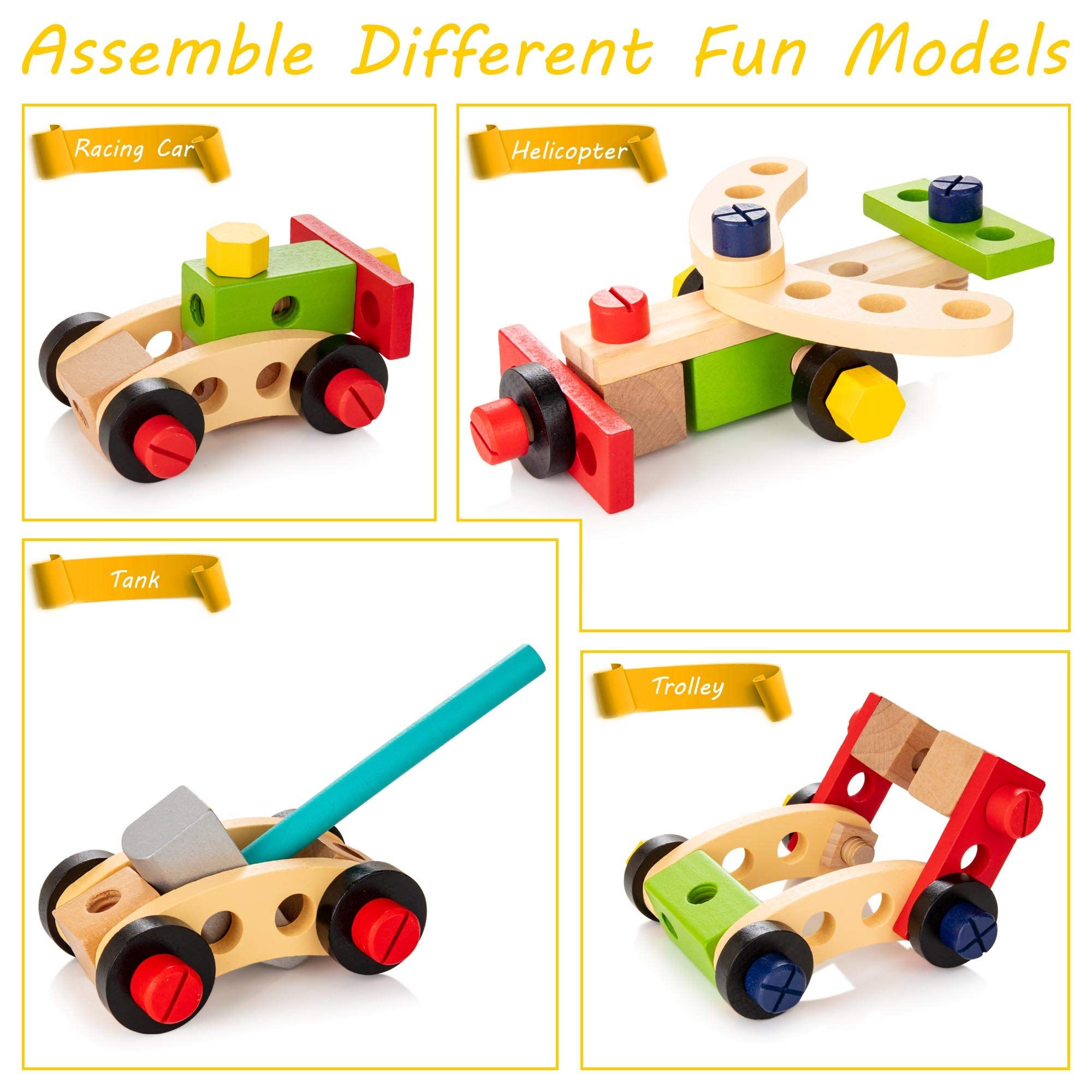 Tool Kit for Kids, Wooden Toddler Tools Set Including Tool Box , Montessori view 5