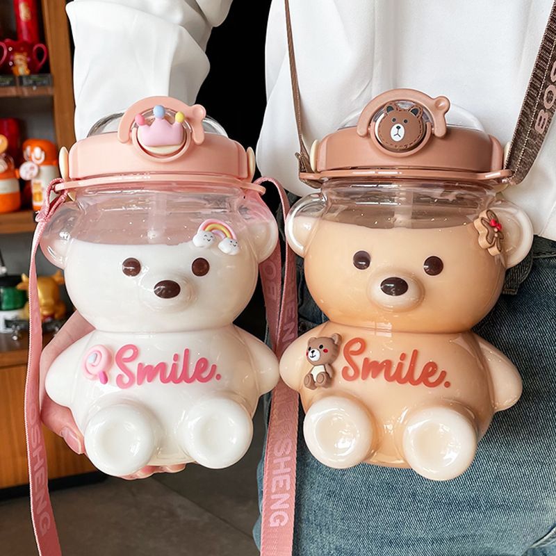 2pcs Kawaii Bear Straw Bottle view 2