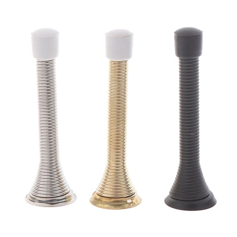 3 Pack Spring Door Stopper Brushed Satin Nickel- Flexible Spring Door Stops — image 1