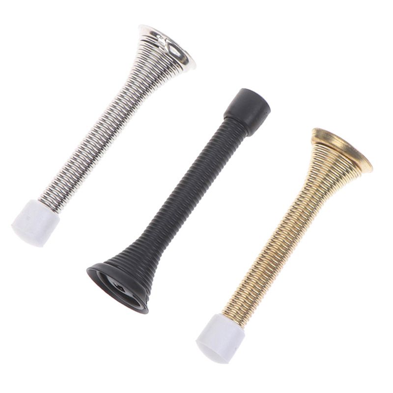 3 Pack Spring Door Stopper Brushed Satin Nickel- Flexible Spring Door Stops view 3