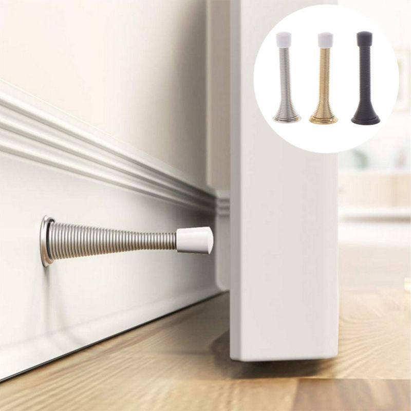 3 Pack Spring Door Stopper Brushed Satin Nickel- Flexible Spring Door Stops view 5