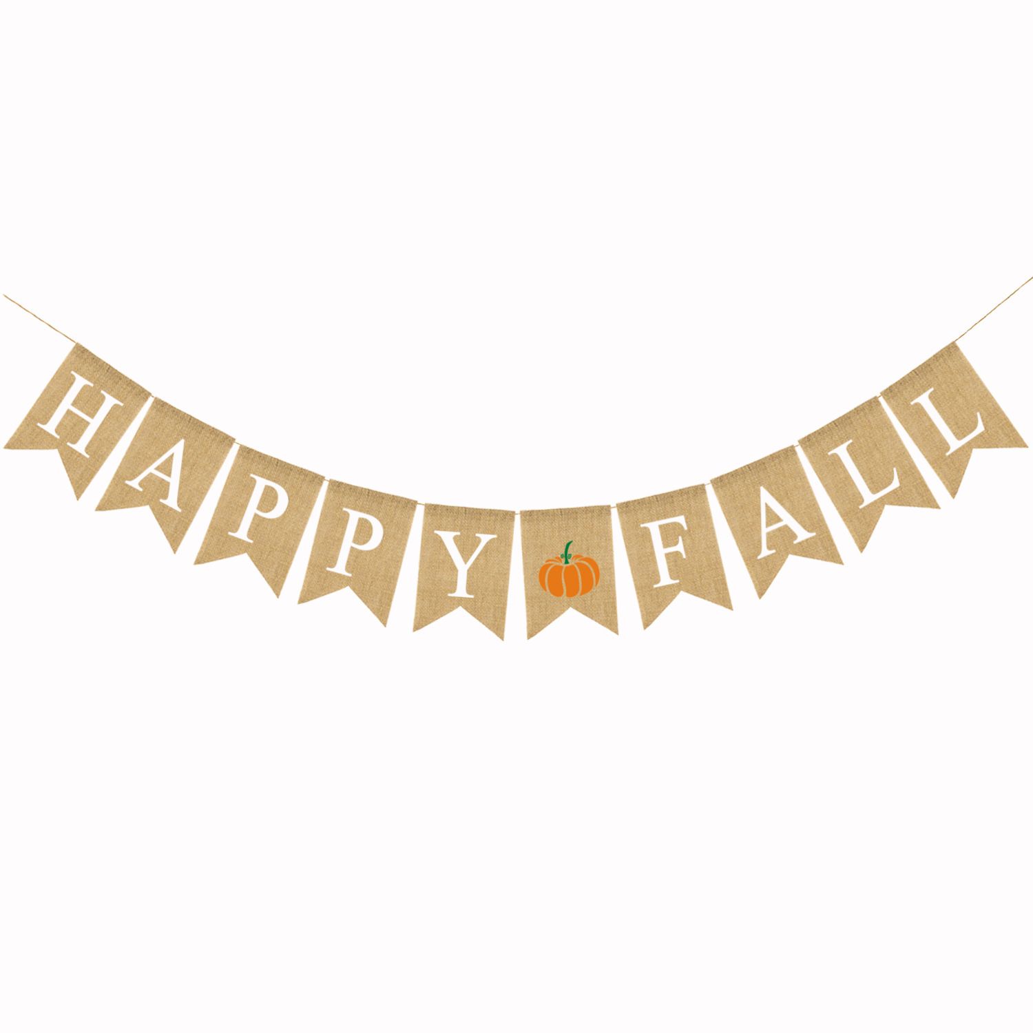 Happy Fall Letters Burlap Banner Pull Flag Window Trim Thanksgiving Day view 4