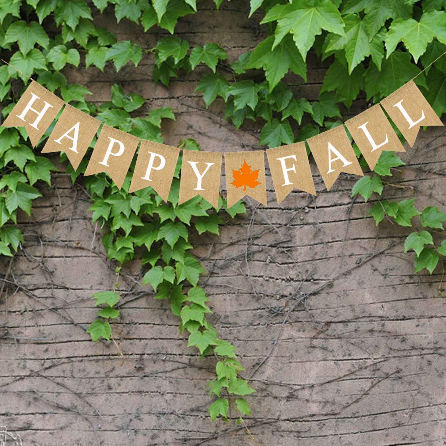 Happy Fall Letters Burlap Banner Pull Flag Window Trim Thanksgiving Day view 5