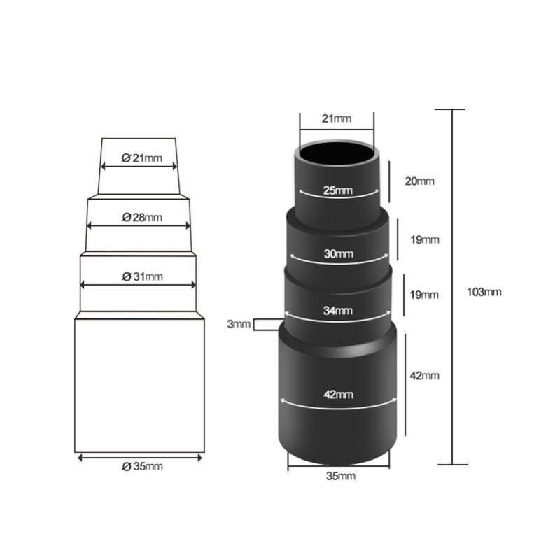 Replacement Part for Tool Reducer Adapter Black Universal Adaptors Vacuum view 3