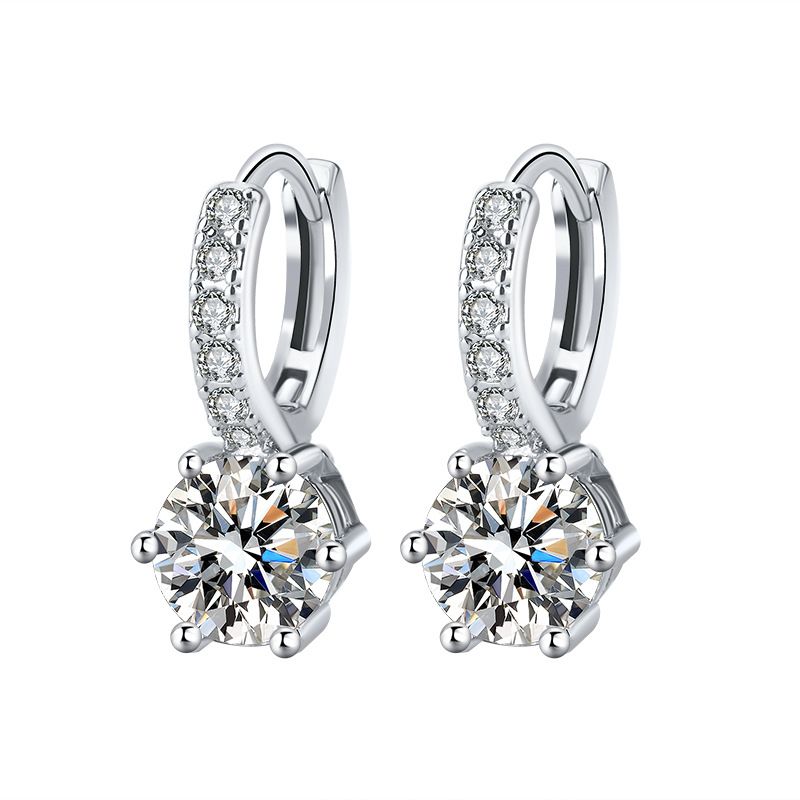 Earrings for Women Dangle Hoop Earrings with Charms Small Tiny Cubic Zirconia