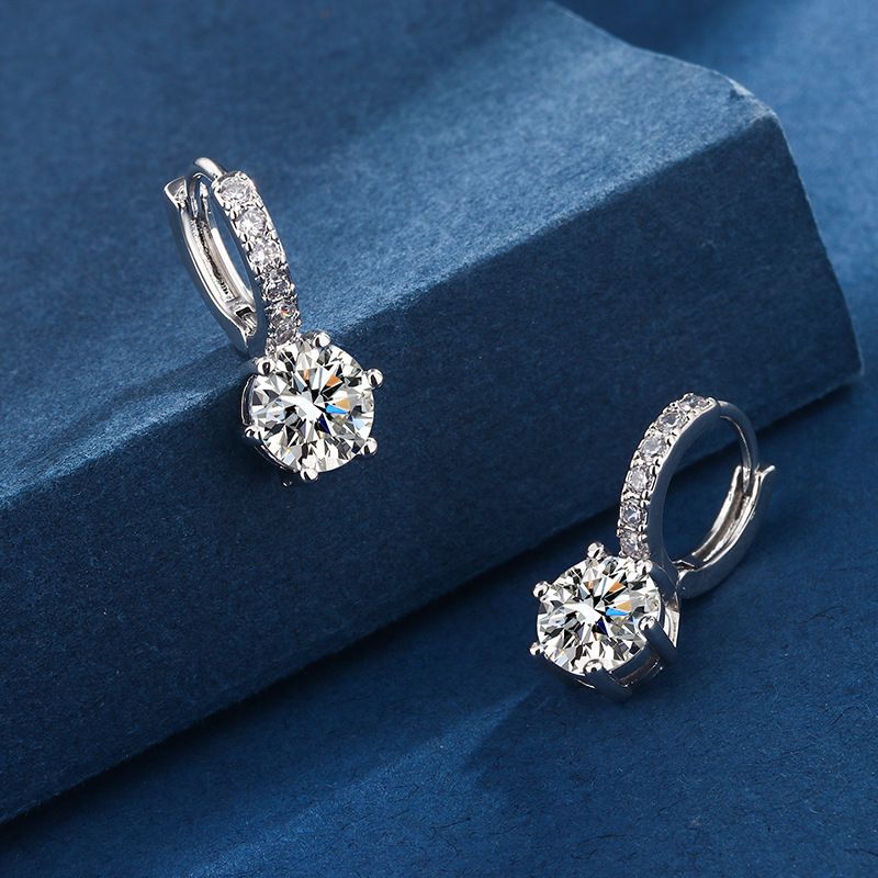 Earrings for Women Dangle Hoop Earrings with Charms Small Tiny Cubic Zirconia view 4