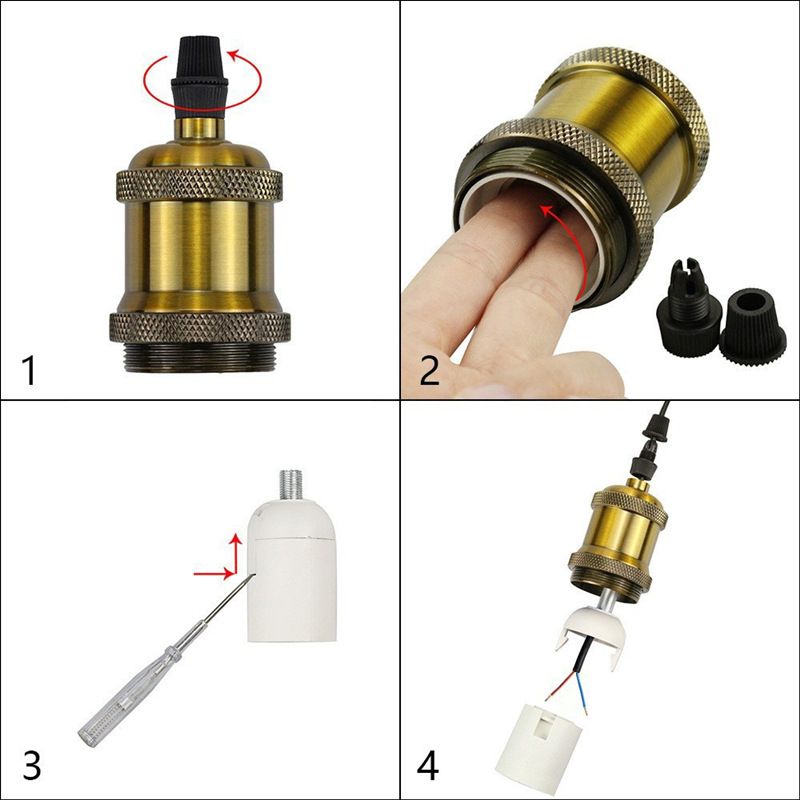 Vintage Pendant Light sockets Adjustable Hanging Light Cord Kit Ceramic Lamp view 5