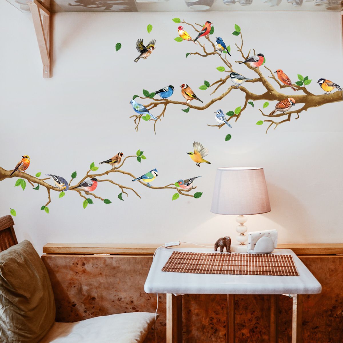 Little Birds on Tree Branches Wall Decal Vinyl Wall Sticker Removable Peel and view 2