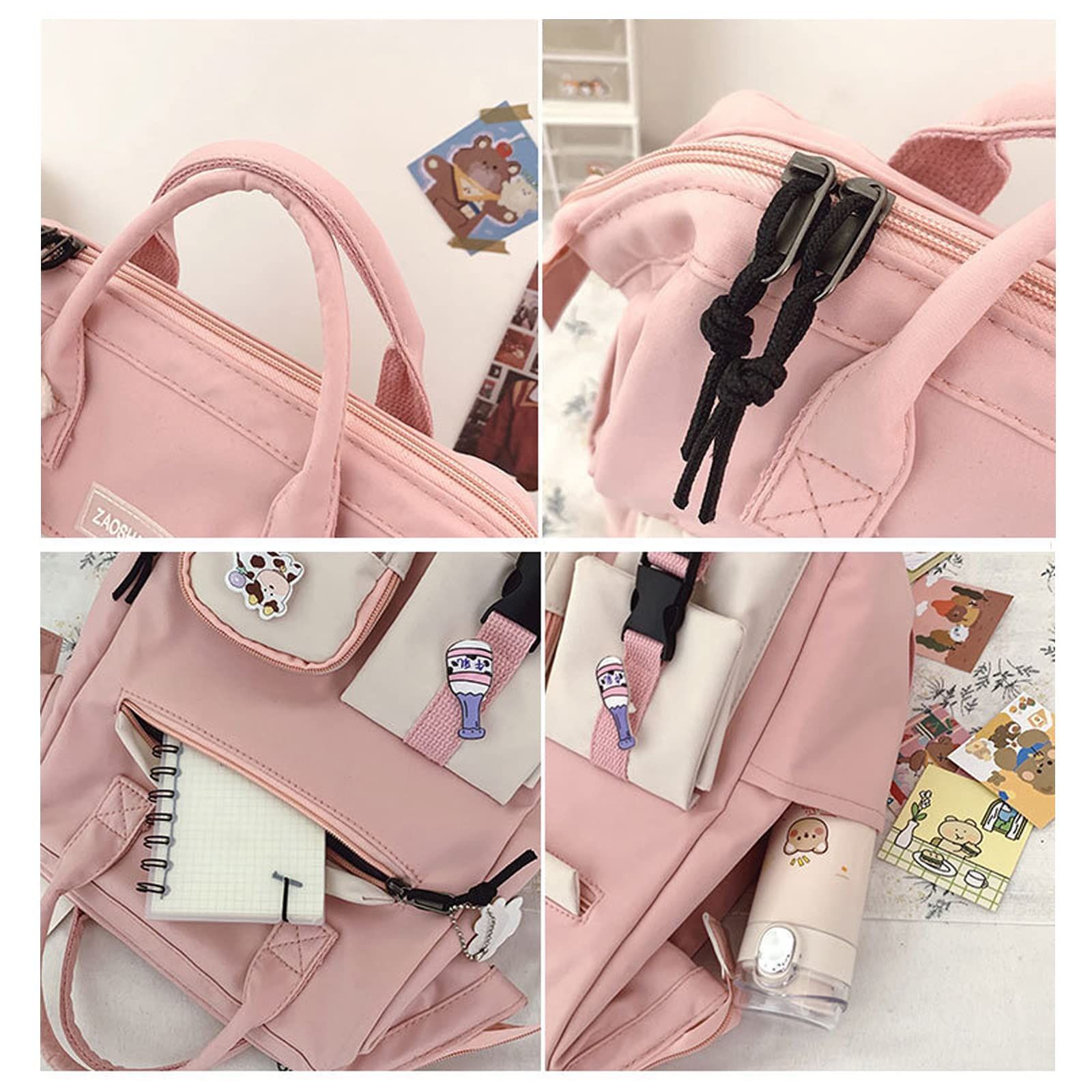 Cute Backpack with Cute Pin Accessories Plush Pendant Cute School Backpack view 4