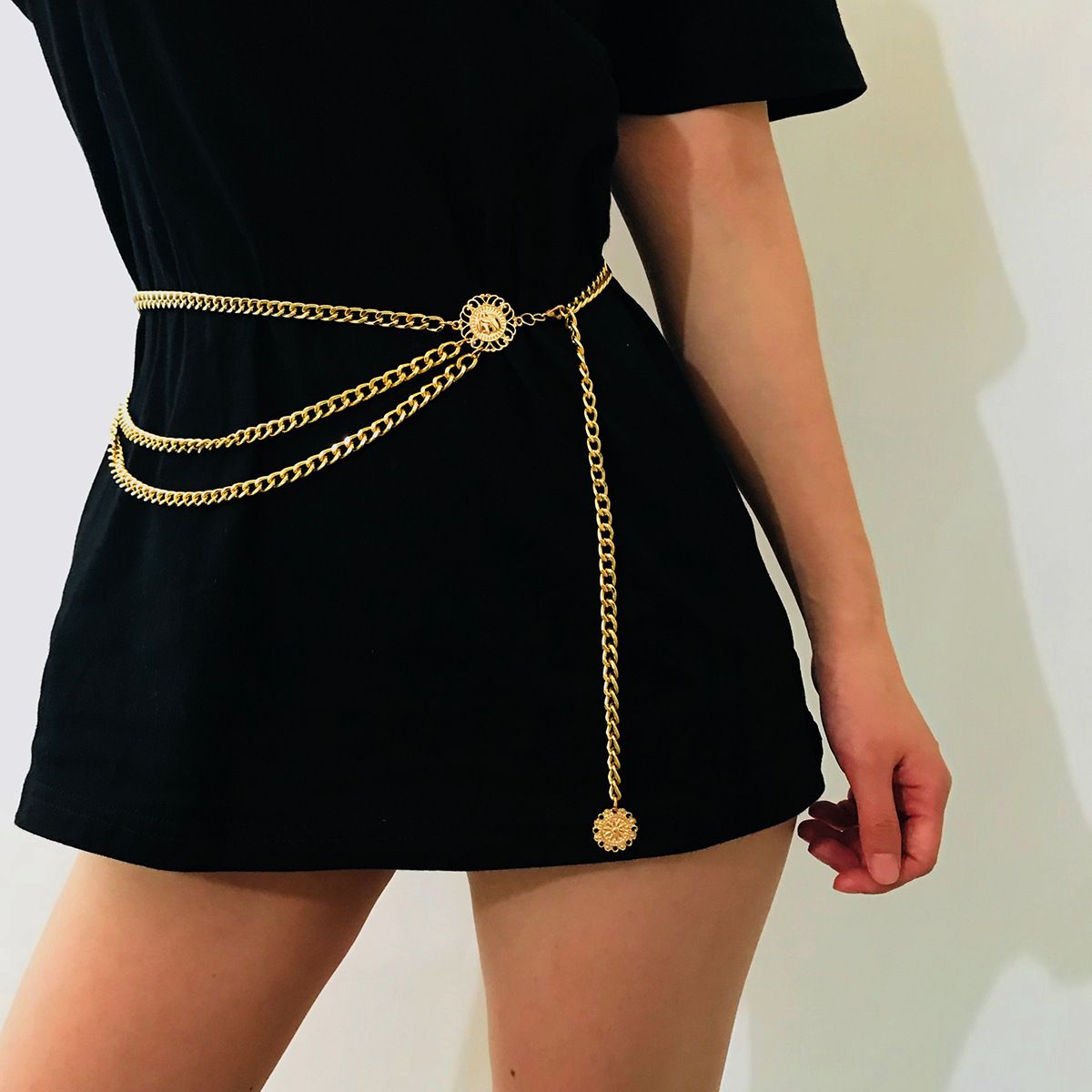 Gold Multilayer Alloy Waist Chain Metal Adjustable Pendant Belly Body Belt view 2