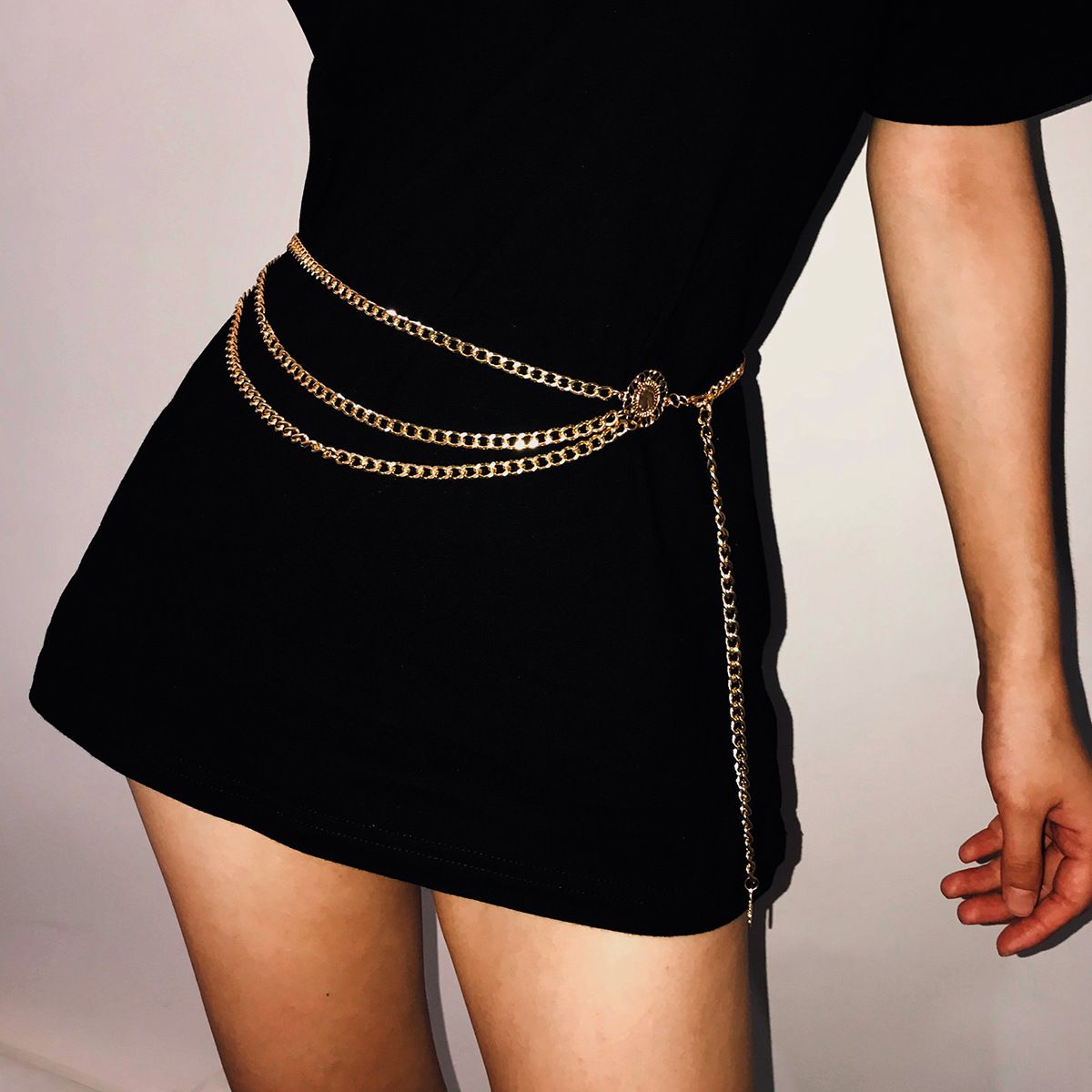 Gold Multilayer Alloy Waist Chain Metal Adjustable Pendant Belly Body Belt view 4