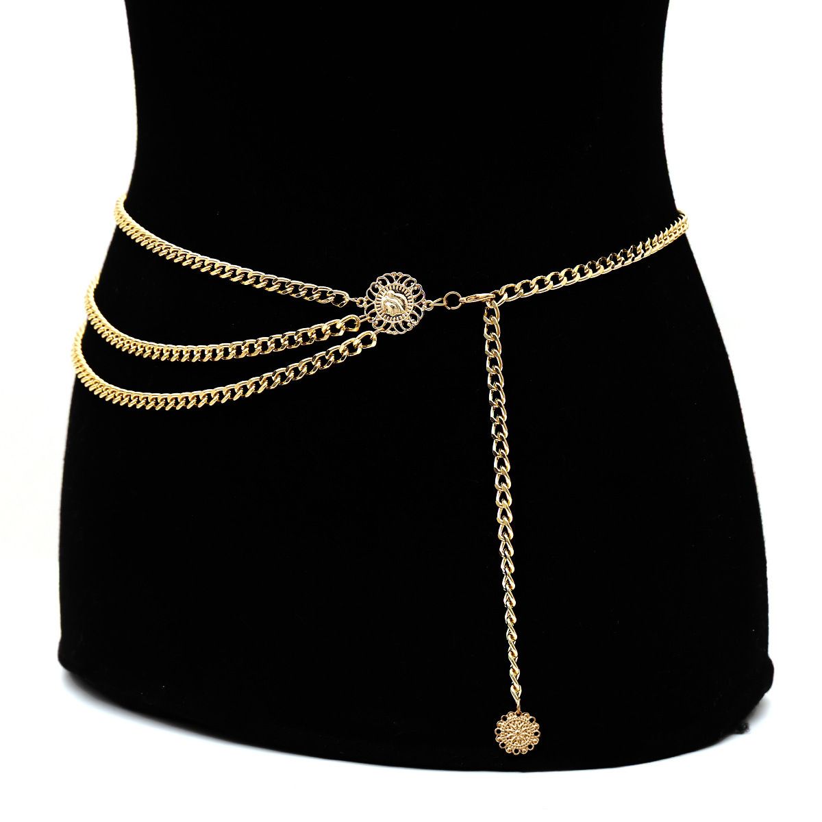 Gold Multilayer Alloy Waist Chain Metal Adjustable Pendant Belly Body Belt view 5