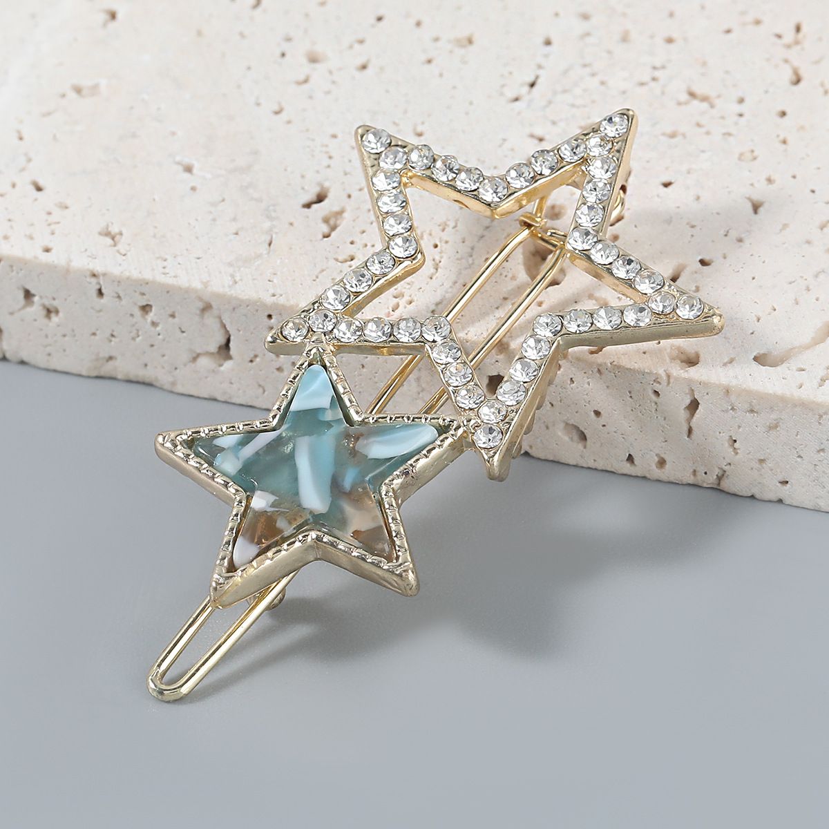 5 PCS Rhinestone Hair Clips Hair Barrette Clip Geometric Star Shape Side Clamp view 4