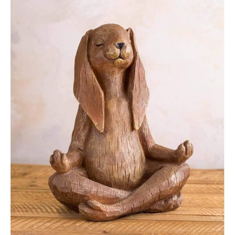 Wind & Weather Indoor/Outdoor Long-Eared Rabbit Garden Statue in Cross-Legged view 4