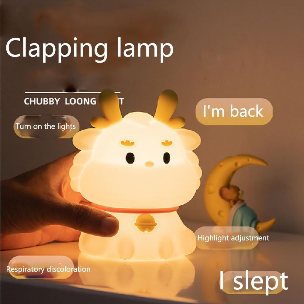 Dragon Shaped Sleeping Night Light Silicone Soft Table Lamp Cartoon Touch view 4